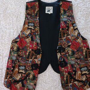 Vintage 1990's Backroad Blues brand tapestry vest with a "Max & Mabel" tag.